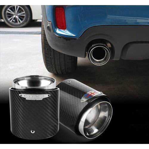 Car Carbon Fiber Stainless Steel Exhaust Pipes Muffler Tips Head Cover For BMW Mini Cooper JCW F55 F56 car Styling Accessories
