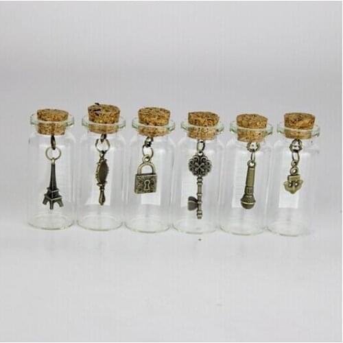 Free shipping 5PCS Cute Mini Clear Cork Stopper Glass Bottles Pendant Vials Jars Containers Small Wishing Bottle Size 2.1X5.3cm