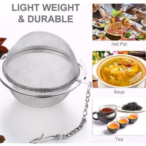 Big Mesh Filter Herbal Ball Soup Stew, Spices Stew Filter Cooking Kitchen Tools Stainless Steel Tea Strainer Infuser Tea Locking