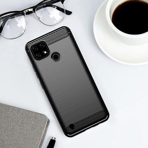 For Realme C21 Case For Oppo Realme C21 C25 C20 Back Cover Shockproof Bumper Soft TPU Carbon Fiber Phone Case For Realme C21