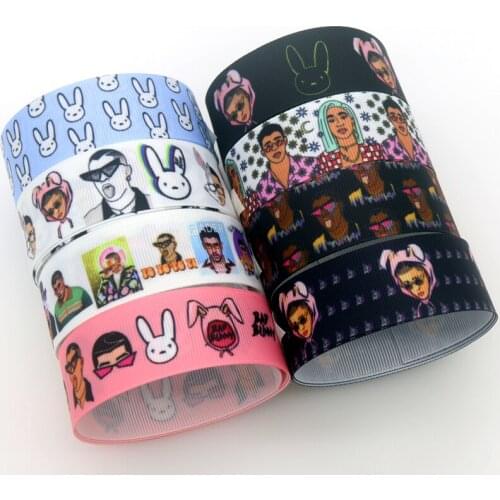 DHK 50yards Bad Bunny Printed Grosgrain Ribbon Accessory Hairbow Headwear Decoration DIY Wholesale OEM S1457