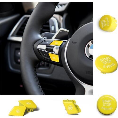 For BMW X3 X4 X5 E90 E92 E70 E60 E89 F10 F15 F30 M3 M4 Z4 Engine Start Stop Button Steering Wheel Yellow Switch Car Accessories