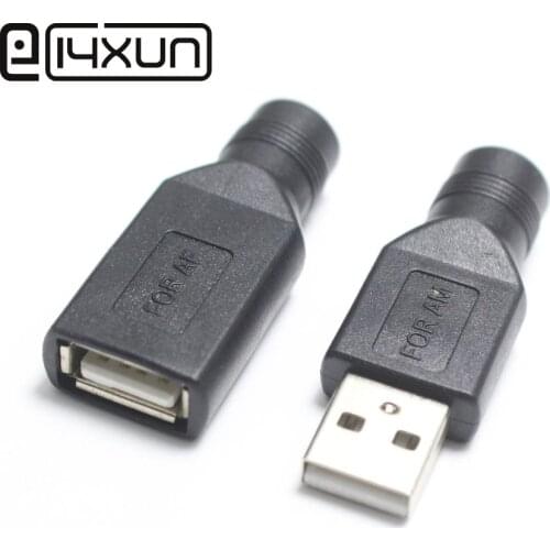 EClyxun 2pcs DC 5.5*2.1 mm female jack to USB 2.0 Female Male jack 5V DC Power Plugs Connector Adapter Laptop PC
