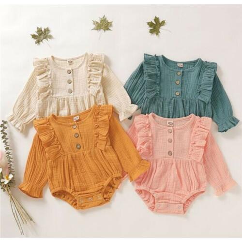 Emmababy Fashion Newborn Baby Girl Solid Romper Bodysuit Jumpsuit Playsuit Clothes Outfit Set 0-24M