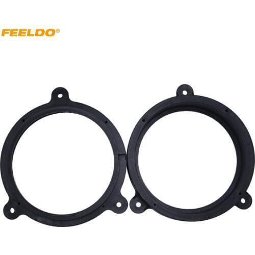 FEELDO 1Pair 6.5" Car Speaker Spacer Solid Modified Rings Kit for Subaru Forester Rear Door Audio Pad Mat Adapter #5723