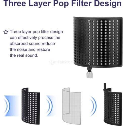 Microphone Mic Filter Mic Windscreen Cover Aluminum Panel Condenser Microphone Recording Equipment Studio for Vocal Recording