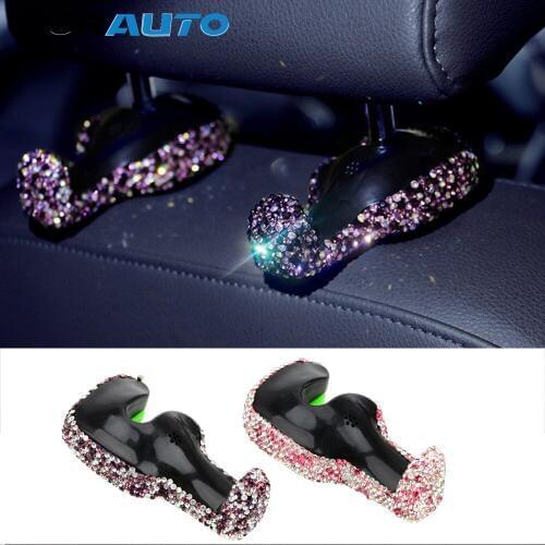 FORAUTO 1 Piece Car Back Seat Hook Hideable Bling Bling Random Side Universal Artificial Crystal Diamond Headrest Hanger