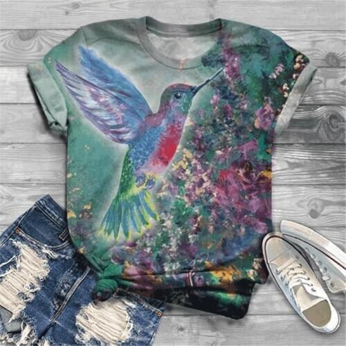 Y2K Plus Size 5XL Women Animal Bird Pattern Graphic T Shirt Tees Top Ladies Casual Fashion O Neck Harajuku Tshirt Summer Clothes