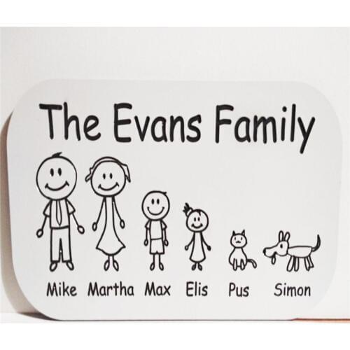 Her Bor)Personalised Norwegian Stick Family House Name Signs Door Number Transparent Arcylic with White Vinyl Sticker