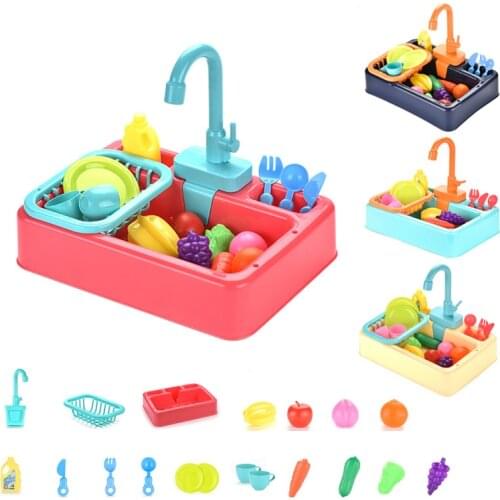 DIY Simulation Kitchen Electric Sink Pretend Play Kitchen Toy Set Washing Play House Early Educational Toys For Children Kids