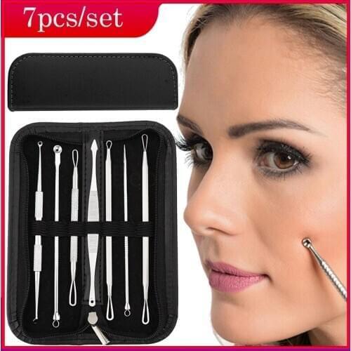 7 Pieces Tool From Black Dots Needle for Acne Prick Tweezer for Extrusion of Pimples Comedones Set Spoonbait Carnation Extractor