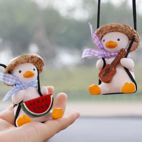 Swinging Duck Pendant Car Rearview Decor Lovely Cartoon Hanging Ornament Car Mirror Pendant Gypsum Cute Anime Car Accessories