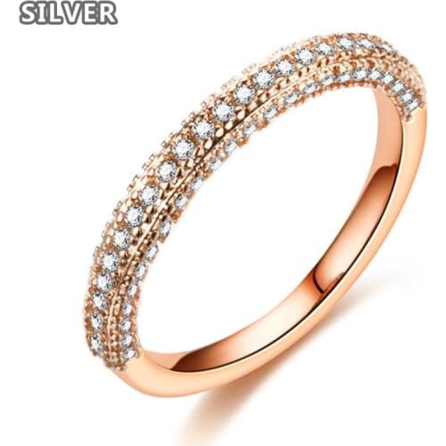 18K goes gold/silver ring suitable for party Simple and gorgeous half circle set with diamonds engagement jewellery famous brand