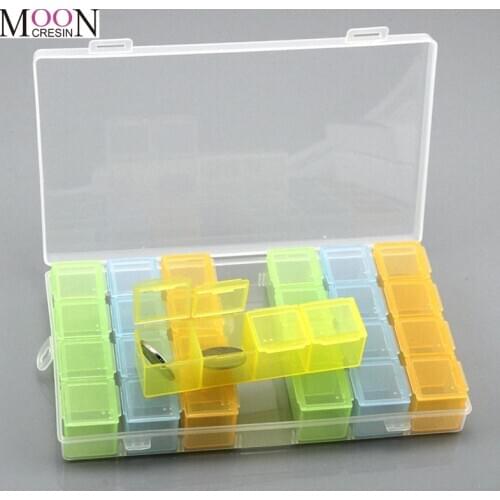 MOONCRESIN 28 Grids Guitar Picks Box Clear Plastic Storage Box For Guitar Plectrum Guitar Accessories Diamond Painting Tools Box