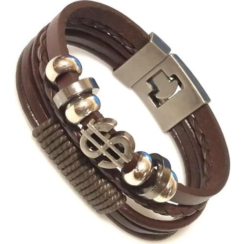 2021 Hot Style Woman Jewelry Black/Brown Braided Leather Bracelet Buckle Clasp Fashion Bracelet Jewelry Bangles Gift