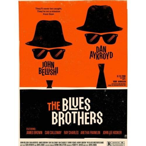 Hot The Blues Brothers Classic Movie Film Retro Silk Fabric Wall Poster Art Decor Sticker Bright
