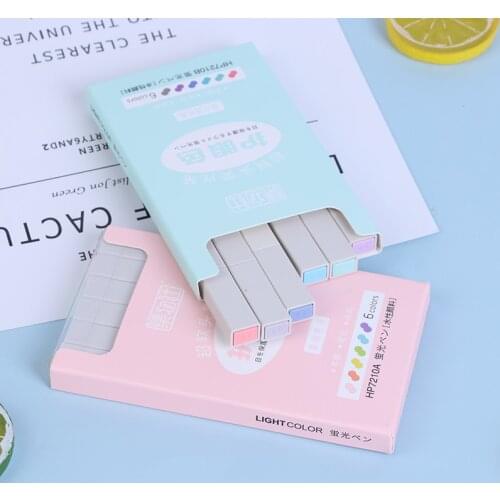 6pcs Eye Protection Highlighter Set Retro Color Pen Color Highlighter Marker Pen Set Pastel Colors Brush for Drawing