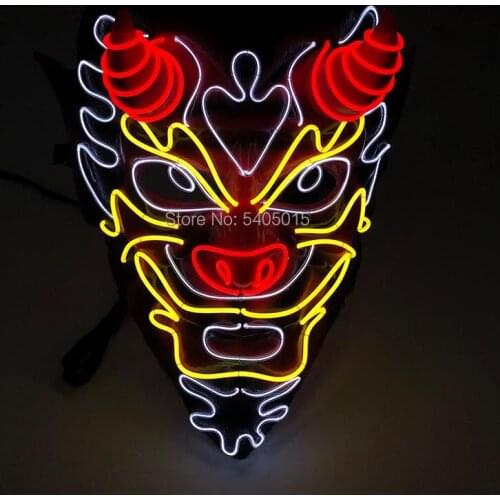Neon Light Horror EL Wire Mask Cosplay Costume Decor Anime Monster Glowing LED Mask For Halloween Carnival Party