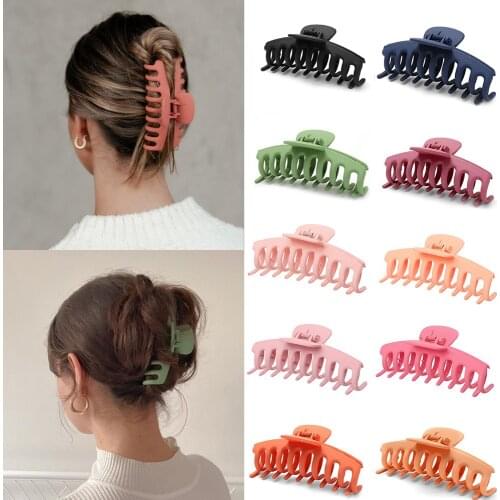 New 1pc Korean Solid Color Big Hair Claws Elegant Hair Clips Colorful Hairpins Hair Crab for Women Girls Hair Accessories
