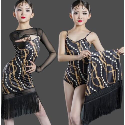 Children Latin Dance Dress Training Clothes Summer New Girls Professional Split Performance Competition Clothes Stage Outfits