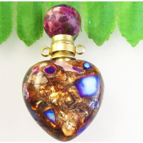 Sea Sediment Jaspers heart shaped Pendant Oil Diffuser perfume bottle pendants charm for jewelry making healing gifts