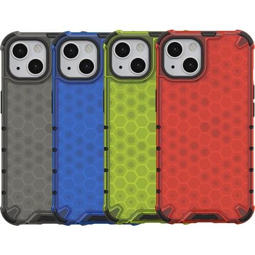 For iPhone 13 Pro Max 11 12 Mini Case Transparent Honeycomb Texture Armor Shockproof Soft Back Cover Capa Fundas