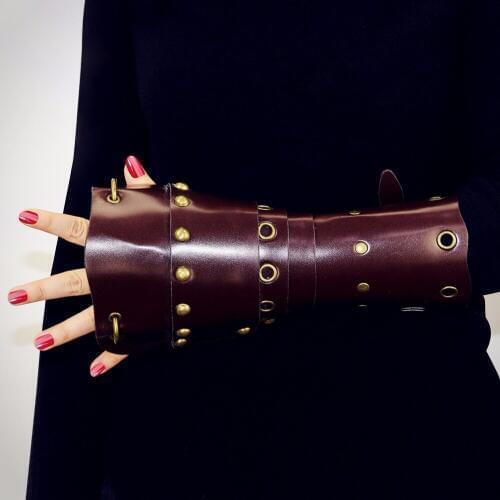 Cosplay Props Faux Leather Wide Bracer Lace Up Warrior Brown Arm Armor Cuff String Steampunk Medieval Gauntlet Wristband