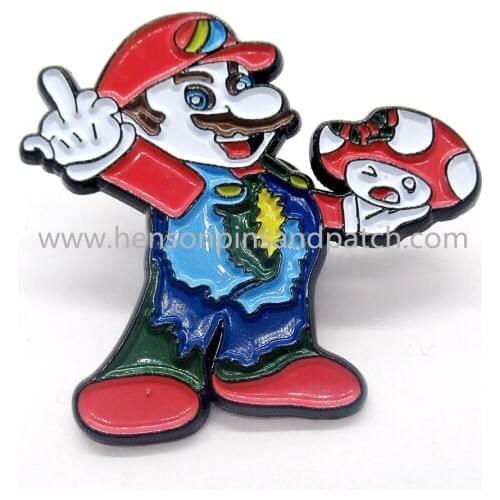 Retail And Stock Metal zinc alloy soft enamel mario pin badge, character pin badge