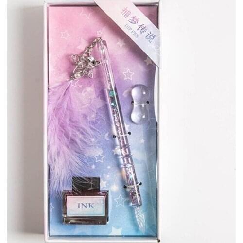 Glass Dip Pen Fountain Pen Exquiste Crystal Style Ink Pens Kit with 15ml Ink Bottle for Women Men Birthday Gifts Stationery