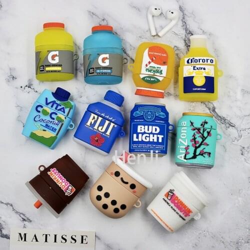 Luxury Brand Funnly Cute 3D Coffee Cleanser Bottle Silicone Case for Apple Airpods 1 2 Pro Bluetooth Earphone Accessories Cover
