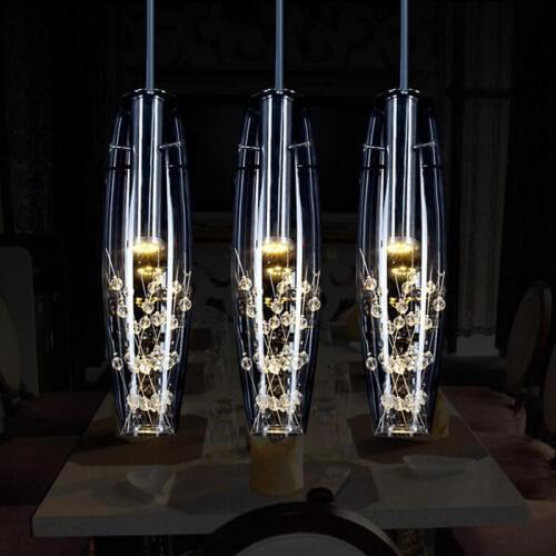 Led restaurant chandelier three modern crystal chandelier bar table lamp simple glass chandelier single decorative lamp creative