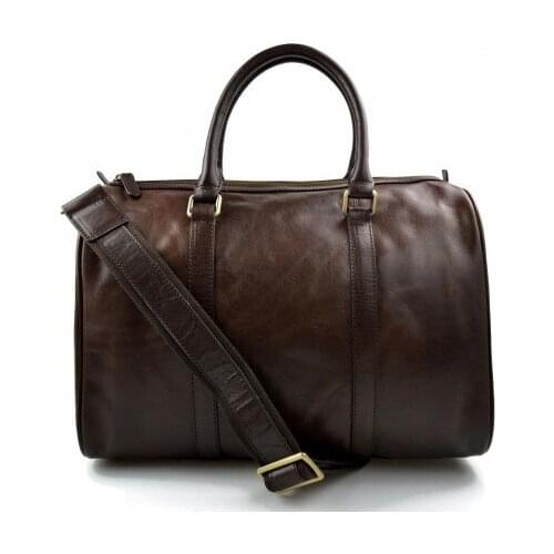 Dark brown duffle bag leather small duffle genuine leather travel bag
