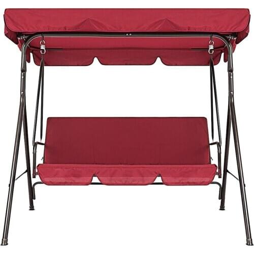 Terrace Swing Chair Cover 2 Pieces / Set Universal Garden Chair Dustproof 3-Seater Outdoor Cover (Red)
