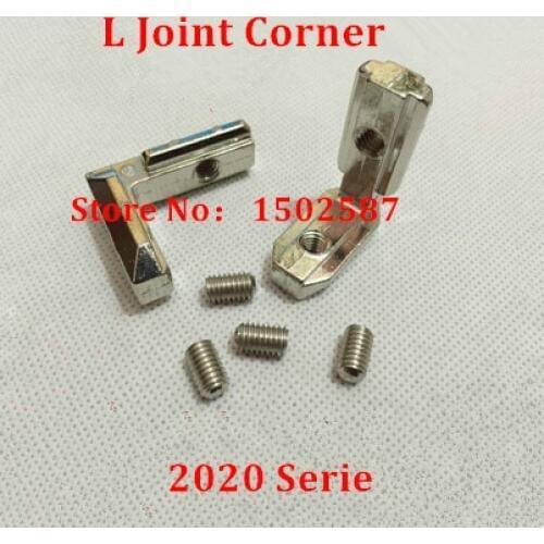 50pcs L shape T Slot Inside Interior Corner Connector Joint Bracket with M4 Screws for 2020 Series Aluminum profile Accessories