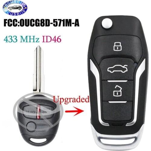 Upgraded Flip Remote Car Key Fob 433MHz ID46 Chip for Mitsubishi Triton ML and MN Series 07/2006 - 2014 FCC ID: G8D571MA
