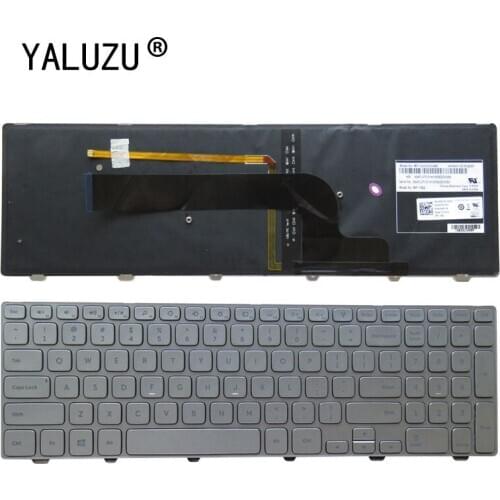 YALUZU New Russian laptop Keyboard for Dell Inspiron 15 7537 7000 P36F 15-7000 Series with backlight silver