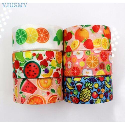 YJHSMY H-17505-45,22 mm 10 yards orange Ribbons Thermal transfer Printed grosgrain Wedding Accessories DIY handwork material