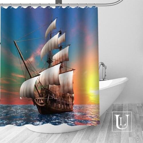 Custom pirate ship Curtain Fabric Modern Shower Curtain bathroom beautiful Curtains Bath decor Polyester Cloth Waterproof