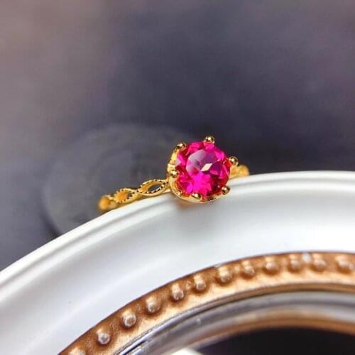 CoLife Jewelry Vintage Crown Ring for Girl 5mm Pink Topaz Silver Ring Solid 925 Silver Topaz Jewelry