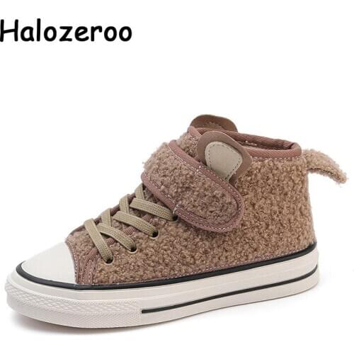 Winter Kids Sport Sneakers Baby Girls Warm Brand Shoes Children Fur Chunky Sneakers Boys High Top Casual Sneakers Trainers New