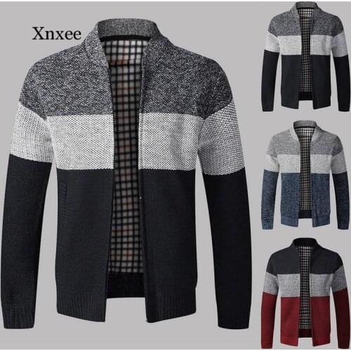 Winter Mens Sweater Cardigan Slim Zipper Knit Sweater Thick Men Clothing Sweater Warm Cardigan Sweater Casual Cardigan Men