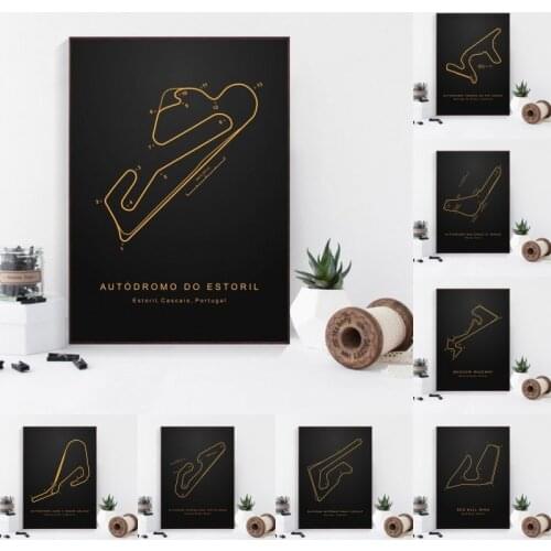 Famous F1 Race Track Moscow Spain France Raceway Posters and Print Oil Canvas Painting Wall Art Pictures Home Decoration