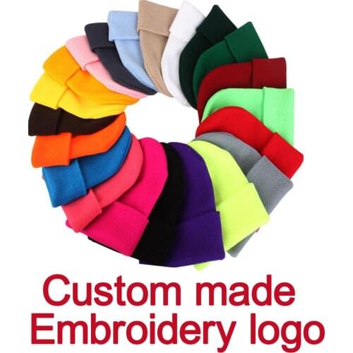 1 Piece Embroidery Logo Custom Made knitted Cap Warm Caps