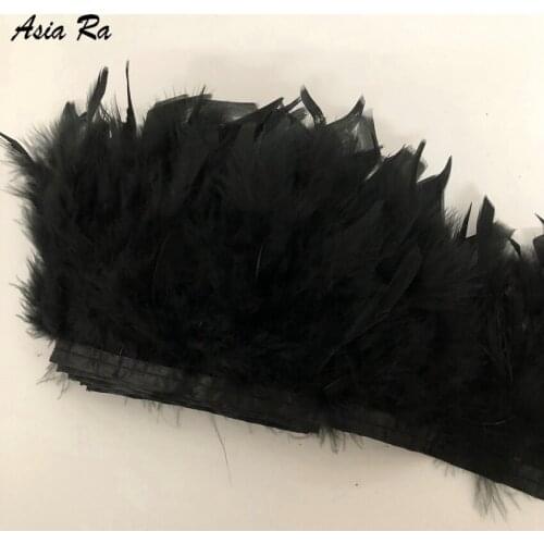 10 Meter Fluffy Beautiful Black 10-15cm Turkey Feathers Ribbon Fringe Turkey Feather Trimming For Carnival Costumes DIY Clothing