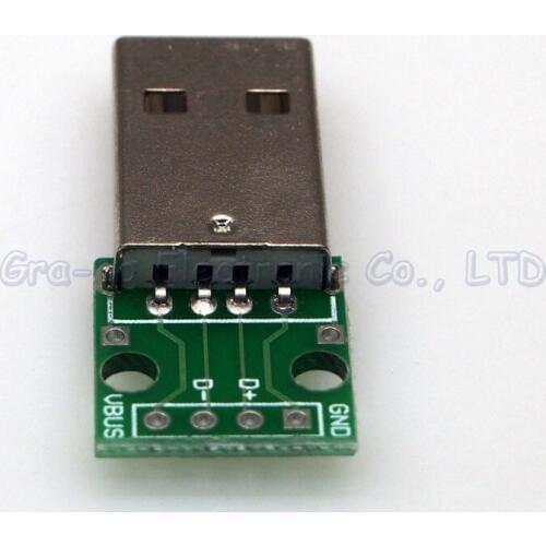 10pcs 4P USB Adapter board USB MALE PLUG TO DIP 2.54MM PIN welded with adapter plate