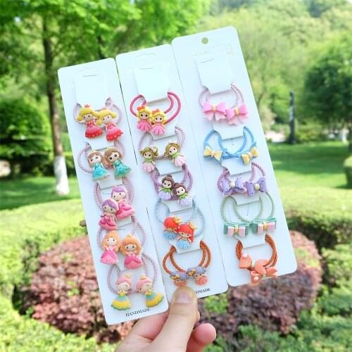 10pcs/set Kids Cartoon Animal Elastic Hair Bands Fruit Hair Rope Cute Mouse Headwear For Girls Baby Headbands Hair Accessories