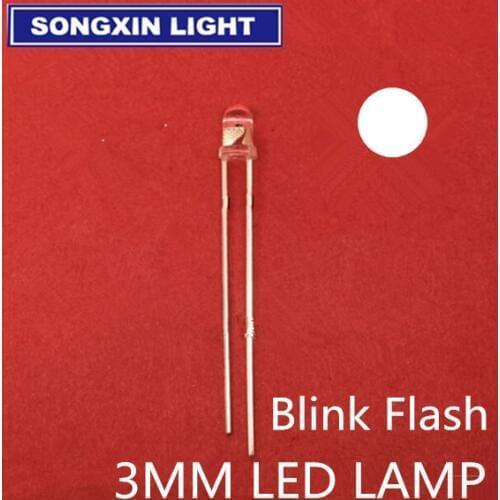 1000PCS 3mm LED Diodes Flashing White Clear Blinking Light-Emitting-Diode Flash Blink LED Diodo DIP 3 mm 1.5Hz (90-96 cycles/min