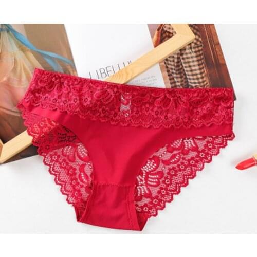 2PCS Underwear Women Panties Sexy Woman Sexing Underwear Solid Low-Rise WomenS Underwear Sexy Lingerie Black Red White