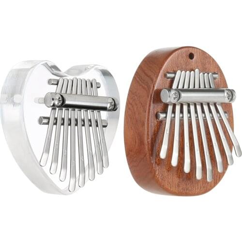 2 Pcs Mini Kalimba 8 Key Thumb Piano with Lanyard Clear Exquisite Heart-shape Musical Instruments for Kids Adult Beginners Gift