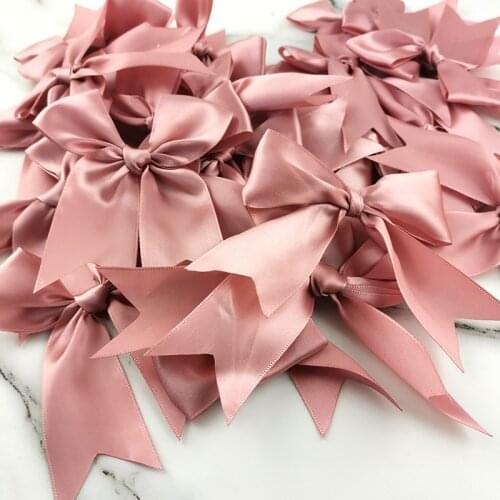 30 Pcs/pack) 12*7cm Fresh Pink Ribbon Bows Small Size Satin Ribbon Bow Flower Craft Decoration Handwork DIY Party Decoration